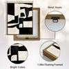 Set of 2 Black and White Geometric Abstract Canvas Wall Art Textured Block Shapes Minimalist Framed Wall Decor Living Room Bedroom