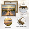 Beach Dunes Sunset Footprints Canvas Print, Coastal Seaside Horizontal Wall Art