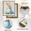 Bunny Leaning on Blue Easter Egg Forget-Me-Not Flowers Canvas Wall Art