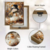 Autumn Forest Snowman Framed Wall Art Vintage Oil Painting Winter Print