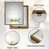Glowing White Lotus Canvas Wall Art, Sparkling Star Water Lily Print, Minimalist Zen Floral Vertical Wall Decor for Bedroom Spa Yoga Room