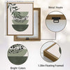 Set of 3 Sage Green Boho Abstract Leaf Geometric Arch Framed Wall Art Prints