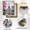 Valentine Paris Eiffel Tower Couple Canvas Wall Art, Romantic Couple With Pink Umbrella Cherry Blossom Framed Canvas Print, Love Themed Bedroom Wall Decor