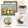 Three Bunnies Daisy Meadow Canvas Art | Cute Rabbit Family Wall Decor