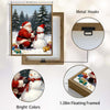Santa & Snowman Framed Wall Art Vintage Oil Painting Christmas Print