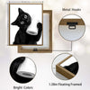 Funny Black Cat Holding Toilet Paper Roll Wall Art, Black and White Cat Bathroom Canvas Print, Quirky Pet Restroom Wall Decor