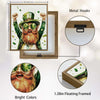 Framed St. Patrick’s Day Leprechaun Wall Art, Green Lucky Clover Canvas Print, Irish Holiday Home Decoration