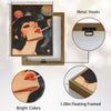 Retro Cosmic Pin Up Woman Canvas Print, Vintage Galaxy Planet Red Lips Surreal Pop Wall Art