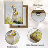 Grey Bunny Holding Yellow Polka Dot Easter Egg Meadow Canvas Wall Art