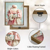 Shabby Chic Pink Santa Framed Canvas Wall Art, Soft Pastel Christmas Decor