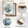 Set of 3 Teal Blue Floral Botanical Watercolor Canvas Wall Art