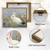 White Bunny Wildflower Meadow Canvas Wall Art
