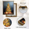 Book Stack Christmas Tree Framed Wall Art Vintage Oil Painting Holiday Print