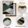 2 Piece Luxury Emerald Green Gold Leaf Abstract Landscape Canvas Prints Palette Knife Modern Glam Neutral Wall Ar