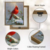 Red Cardinal Bird Framed Wall Art Vintage Oil Painting Christmas Winter Print