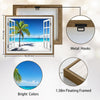 Open Window Tropical Beach Canvas Print, Coastal Ocean Horizontal Wall Art