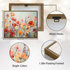 Vibrant Wildflower Field Wall Art, Orange Red Poppy Floral Impasto Oil Painting Canvas Print, Farmhouse Living Room Decor