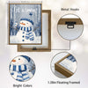 Let It Snow Snowman Framed Wall Art Blue White Christmas Winter Farmhouse Print