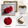 Valentine Two Red Roses Canvas Wall Art, Dewy Red Roses on Rustic White Wood Plank Framed Canvas Print, Romantic Bedroom Farmhouse Wall Decor