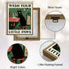 Cute Black Cat Wash Your Little Paws Canvas Wall Art Kids Bathroom Decor