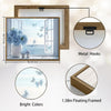 Light Blue Hydrangea Ocean Window Wall Print, Butterfly Seaside Scenery Canvas for Living Room Bathroom Decor