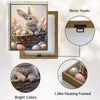 Easter Bunny in Basket with Easter Eggs and Pink Tulips Canvas Wall Art
