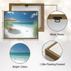Tropical White Sand Beach Seagull Canvas Print, Turquoise Ocean Coastal Horizontal Wall Art