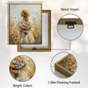 Rustic Wildflower Girl Canvas Print, Back View Blonde Girl Meadow Vintage Floral Oil Painting Wall Art