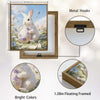 White Bunny Holding Purple Floral Easter Egg Wildflower Meadow Canvas Wall Art