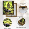 Christian Canvas Wall Art, Jesus and Sleeping Black Lamb in Green Forest Framed Religious Faith Decor for Living Room