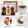 Patriotic Three Labrador Retrievers Canvas Wall Art, 4th of July USA Hat Bandana Dog Canvas Print, Red White Blue Independence Day Farmhouse Decor