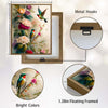Floral Hummingbird Canvas Wall Art, Vibrant Roses and Hummingbirds Watercolor Style Botanical Poster