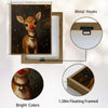 Cute Rudolph Reindeer Framed Wall Art Vintage Oil Painting Christmas Holiday Print