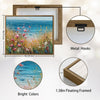 Cliff Wildflower Ocean Landscape Wall Print, Thick Texture Coastal Seascape Canvas for Living Room Bedroom Decor