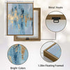 2 Piece Modern Coastal Blue Gold Leaf Abstract Canvas Prints Vertical Brushstroke Painting Contemporary Wall Art