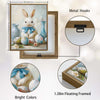 White Bunny Blue Bow Easter Eggs Still Life Canvas Wall Art