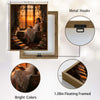 Retro Romantic Canvas Print, Woman Reading Among Old Books, Sunset Window Dark Academia Wall Decor for Book Nook