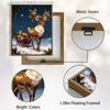 Christmas Lit Reindeer & Sleigh Framed Wall Art Winter Night Print