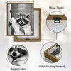 Black And White Raccoon In Bathrobe Opening Bathroom Door Canvas Wall Art Funny Modern Bathroom Wall Decor