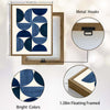 Set of 3 Navy Blue Abstract Geometric Semicircle Line Framed Wall Art Prints
