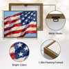 Textured Oil Painting American Flag Canvas Wall Art, Waving USA Flag Impasto Patriotic Farmhouse Canvas Print