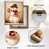 Vintage Snowman Gift Box Framed Wall Art Oil Painting Christmas Winter Print