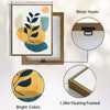 Set of 2 Teal & Mustard Yellow Boho Botanical Abstract Canvas Wall Art