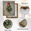 Vintage Mistletoe Red Bow Framed Wall Art Oil Painting Farmhouse Christmas Print