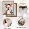 Cute Christmas Deer Santa Hat Framed Wall Art Watercolor Farmhouse Holiday Print