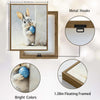 Peeking Grey Bunny Holding Blue Floral Easter Egg Canvas Wall Art