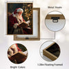 Vintage Santa Reading Book Framed Wall Art Oil Painting Christmas Print