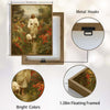 Classical Painting Style Jesus Walking With Sheep On Floral Path Framed Canvas Wall Art, Inspirational Religious Farmhouse Decor