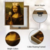 Quirky Mona Lisa Bathroom Parody Canvas Wall Art, Toilet Paper Crown Toilet Brush Funny Altered Art Poster