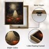 Vintage Ghost Pumpkin Field Full Moon Halloween Framed Wall Art Print